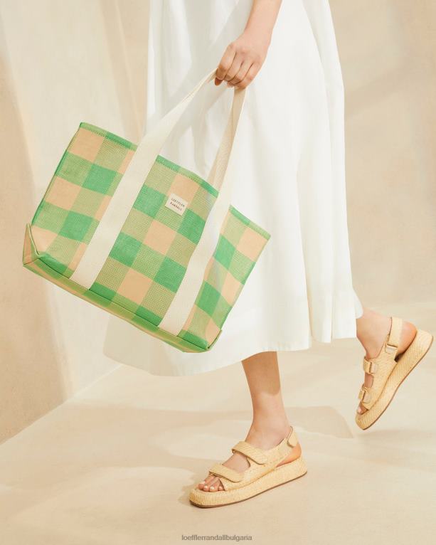 чанти зелен/цветен гингам Loeffler Randall N248X314 Жени bennett средна чантичка
