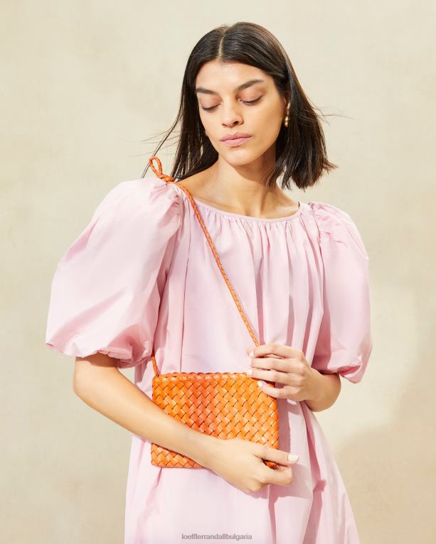 чанти мандарина Loeffler Randall N248X329 Жени марисон тъкано кръстосано тяло