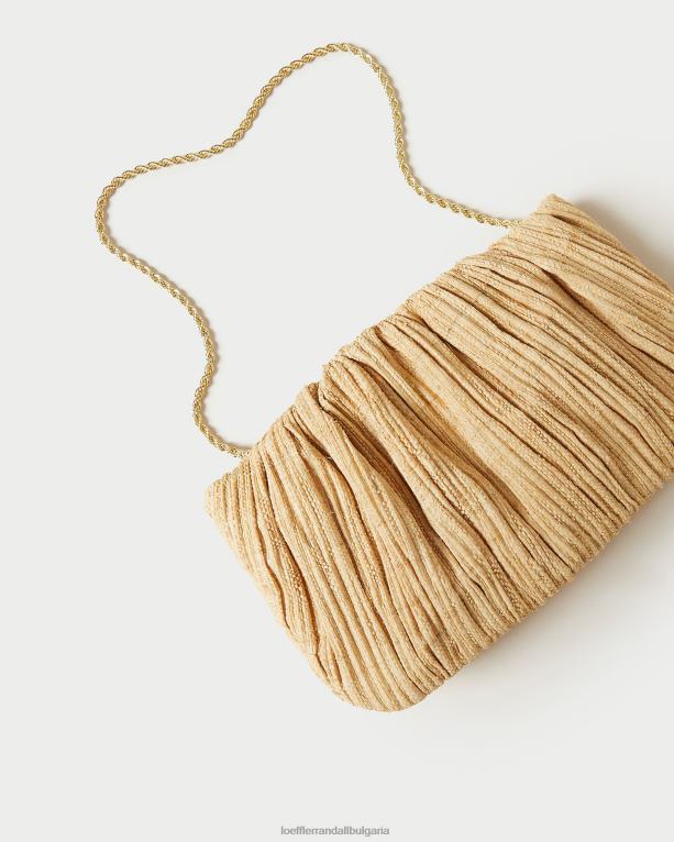 чанти естествено Loeffler Randall N248X368 Жени брит плосък плисиран клъч