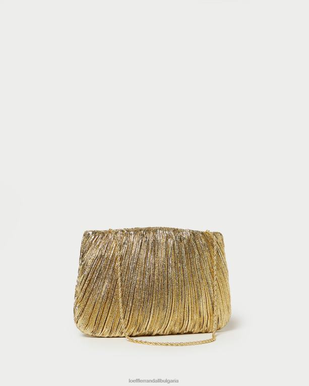 чанти оро Loeffler Randall N248X376 Жени брит плосък плисиран клъч