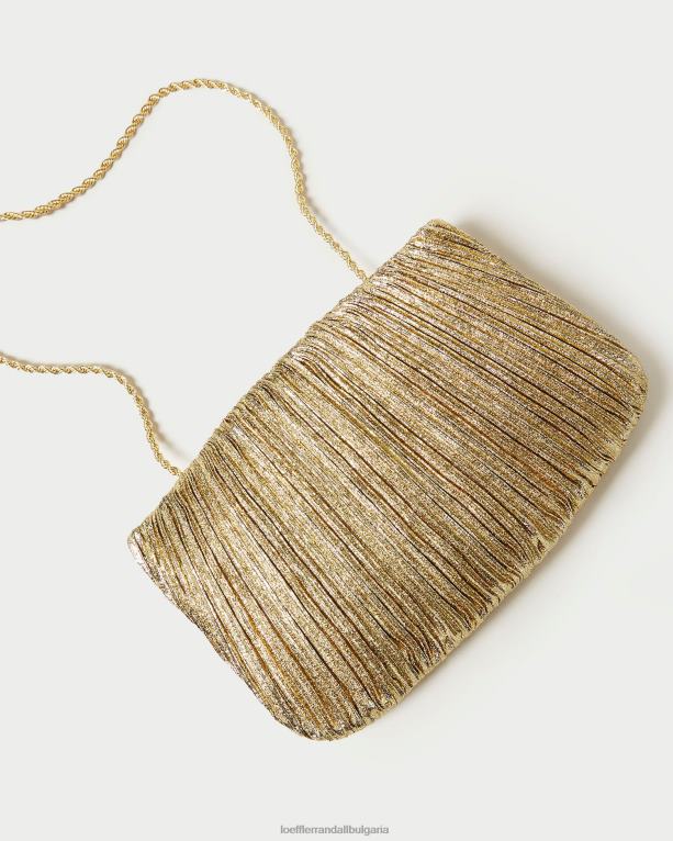 чанти оро Loeffler Randall N248X376 Жени брит плосък плисиран клъч