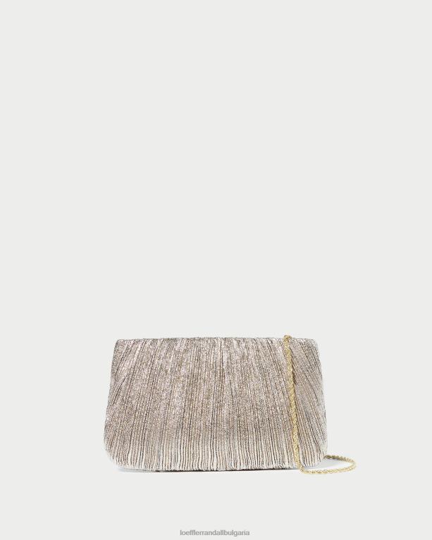 чанти шампанско Loeffler Randall N248X393 Жени брит плосък плисиран клъч