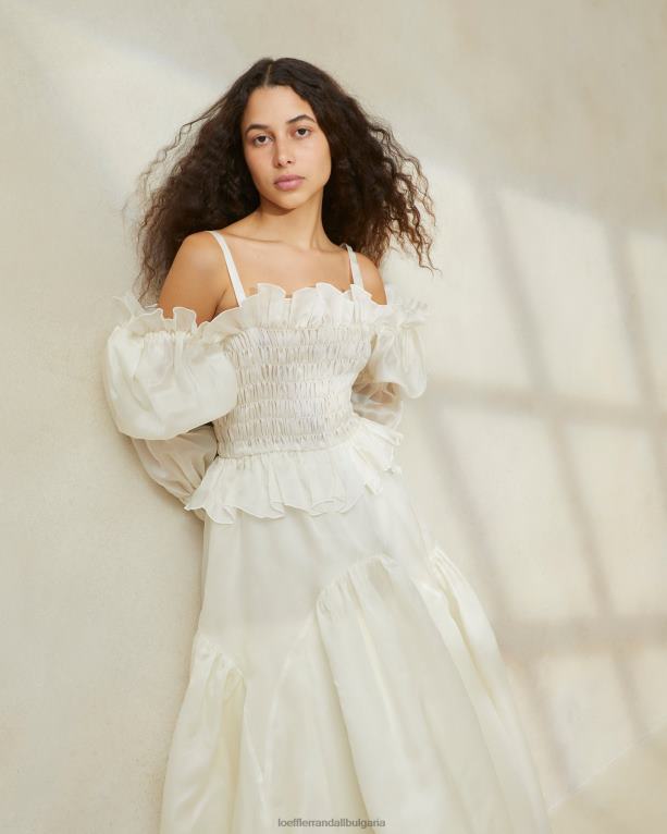 дрехи сметана Loeffler Randall N248X170 Жени рокля от пушена органза сюзет