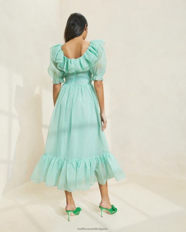 дрехи морска пяна Loeffler Randall N248X174 Жени рокля с издути ръкави на Шанън