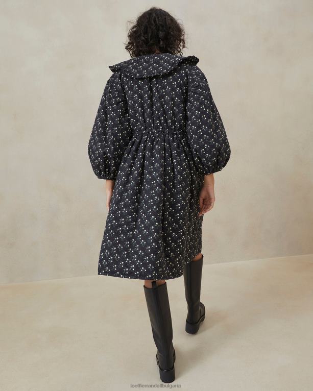 дрехи черен дици флорален Loeffler Randall N248X179 Жени рокля нари палто