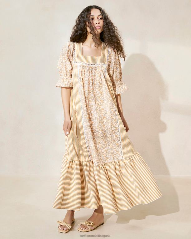 дрехи кафяво флорално/кафяво райе Loeffler Randall N248X184 Жени макси рокля phillipa