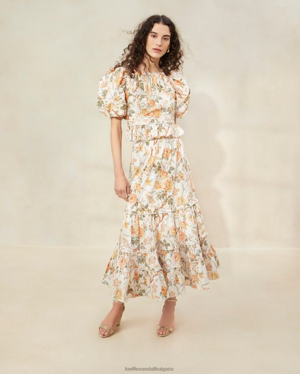 дрехи крем ботанически флорален Loeffler Randall N248X224 Жени ellie миди пола с миди