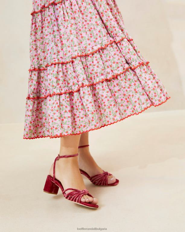 дрехи ягодов принт Loeffler Randall N248X225 Жени ellie ягодова миди пола с изпъкнал подгъв