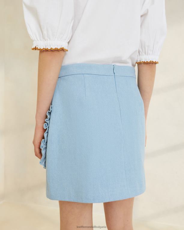 дрехи светъл деним Loeffler Randall N248X229 Жени пола с волани с джобове
