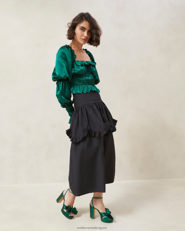 дрехи черен Loeffler Randall N248X242 Жени мило пола с волани