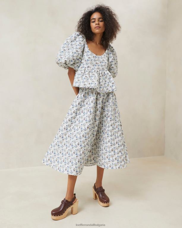 дрехи крем/флорален Loeffler Randall N248X248 Жени капитониран горнище jessalyn