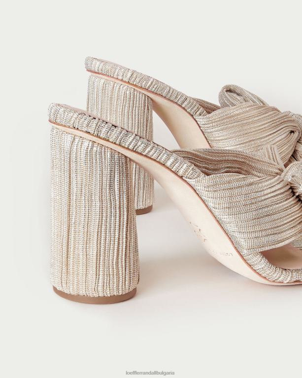 обувки платина Loeffler Randall N248X10 Жени пени плисирана лък пета