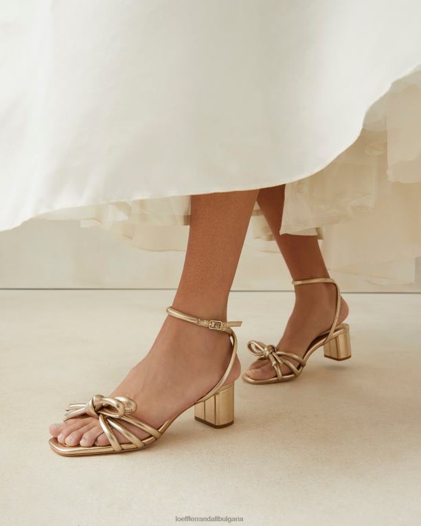 обувки шампанско Loeffler Randall N248X22 Жени сандал със среден ток с лък mikel