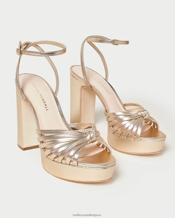 обувки шампанско Loeffler Randall N248X27 Жени сандали на платформа с възел rivka