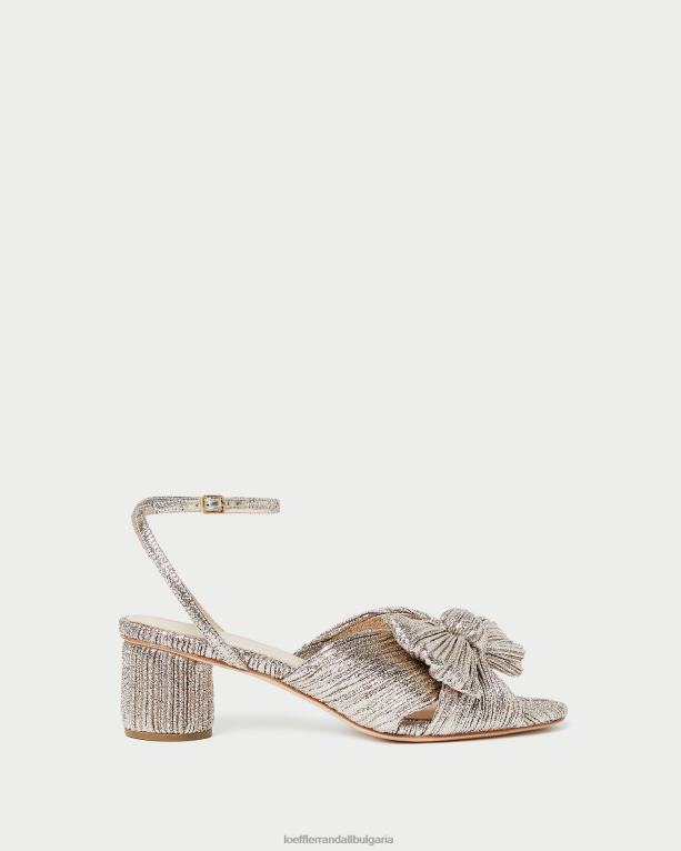 обувки шампанско Loeffler Randall N248X53 Жени плисирана пета с далия
