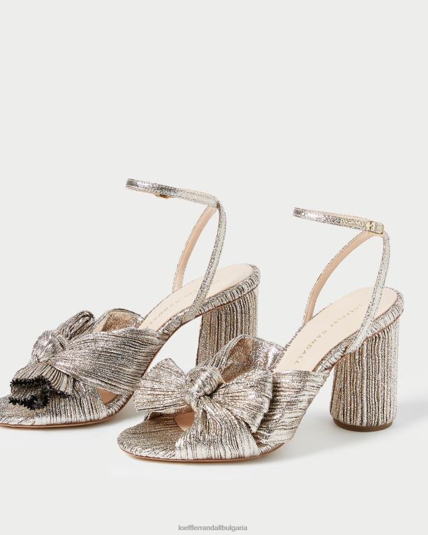 обувки шампанско Loeffler Randall N248X64 Жени камелия плисирана панделка