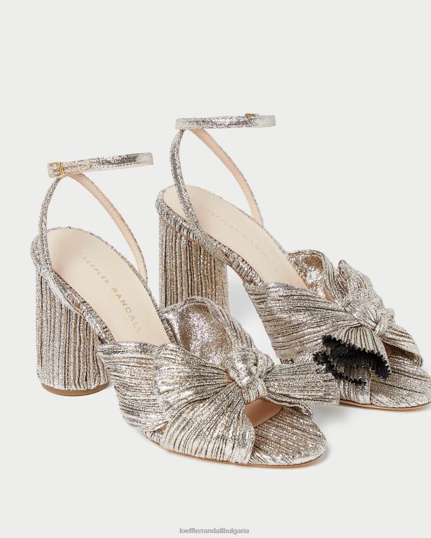 обувки шампанско Loeffler Randall N248X64 Жени камелия плисирана панделка