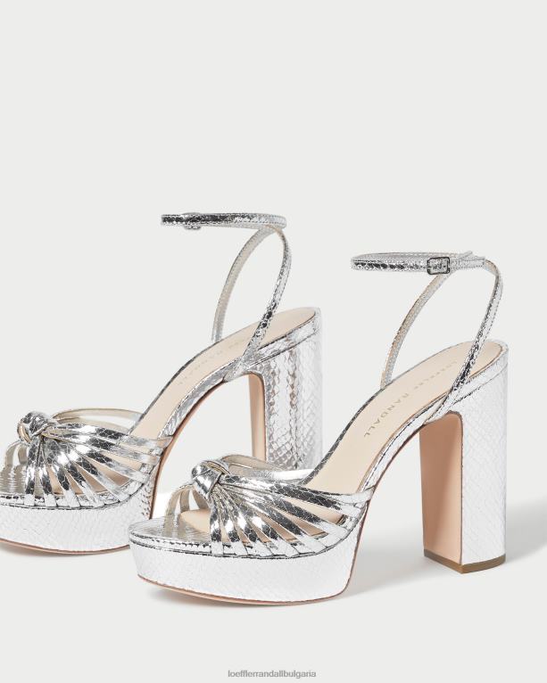 обувки сребро Loeffler Randall N248X75 Жени сандали на платформа с възел rivka