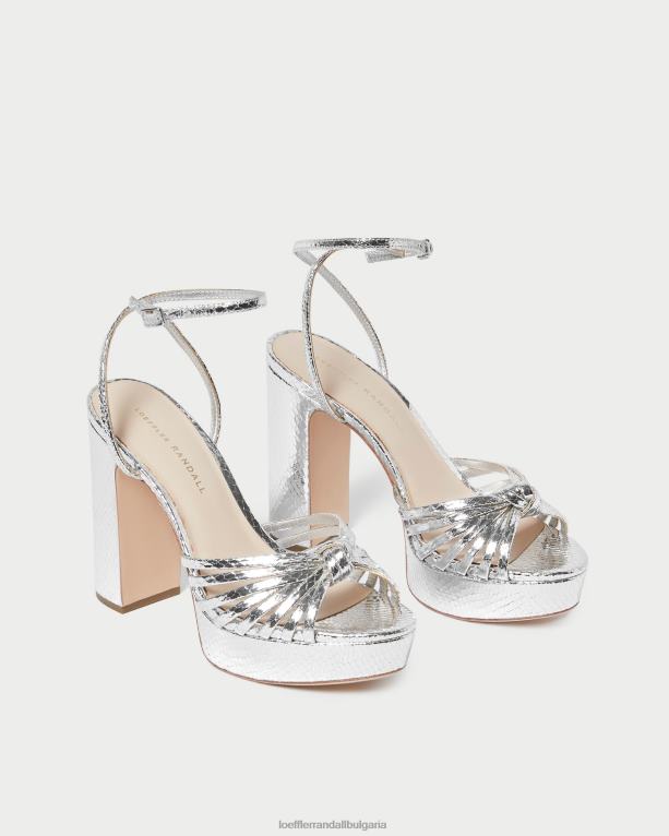 обувки сребро Loeffler Randall N248X75 Жени сандали на платформа с възел rivka