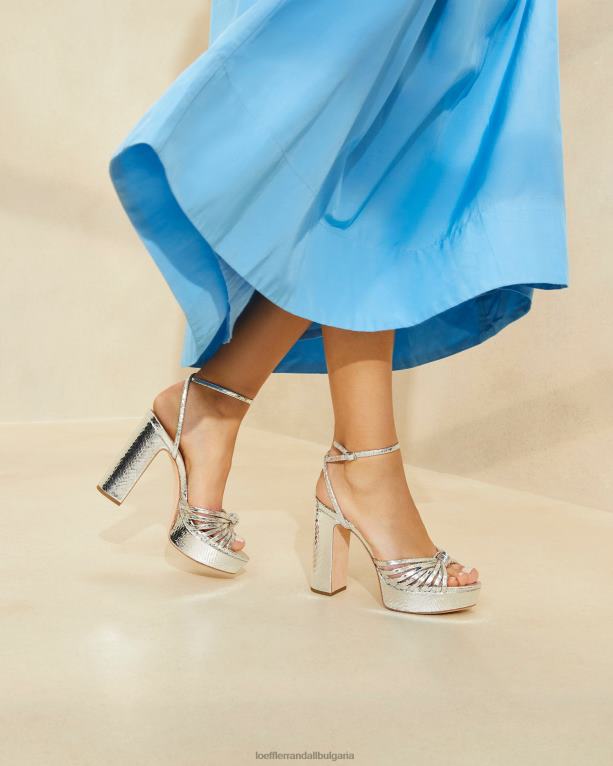 обувки сребро Loeffler Randall N248X75 Жени сандали на платформа с възел rivka