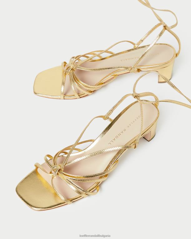 обувки злато Loeffler Randall N248X85 Жени лола възел с връзки на среден ток