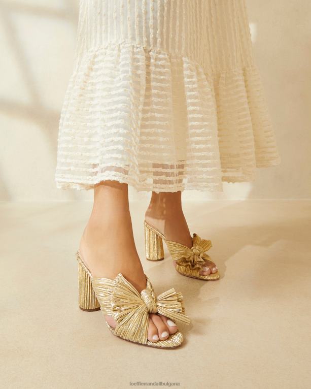 обувки злато Loeffler Randall N248X8 Жени пени плисирана лък пета
