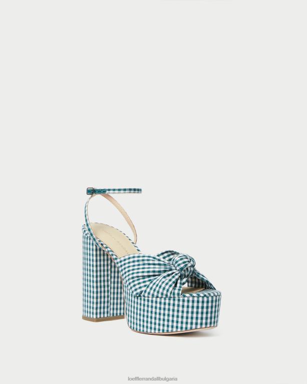 обувки мини зелен гингам Loeffler Randall N248X90 Жени roz възел платформа