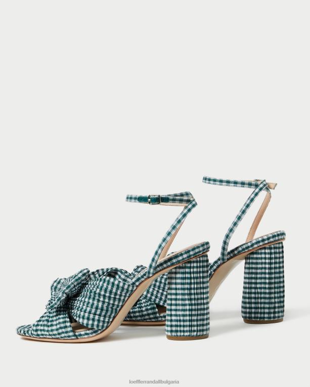 обувки мини зелен гингам Loeffler Randall N248X96 Жени камелия лък пета