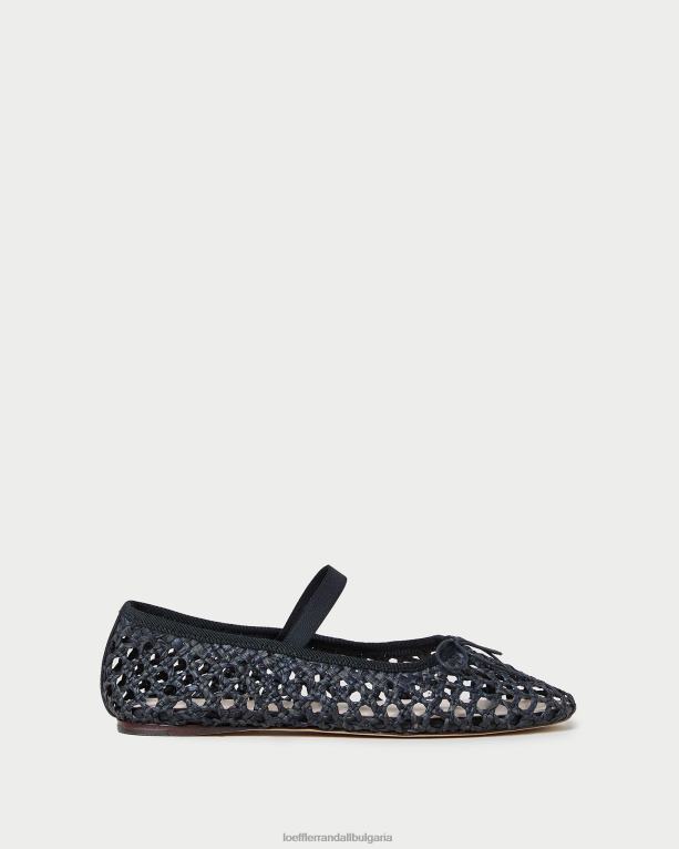 обувки черно плетене на една кука Loeffler Randall N248X301 Жени балет леони