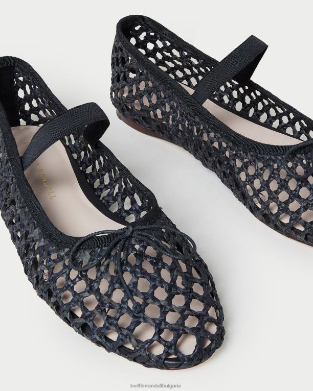 обувки черно плетене на една кука Loeffler Randall N248X301 Жени балет леони