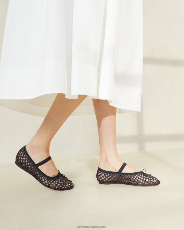 обувки черно плетене на една кука Loeffler Randall N248X301 Жени балет леони