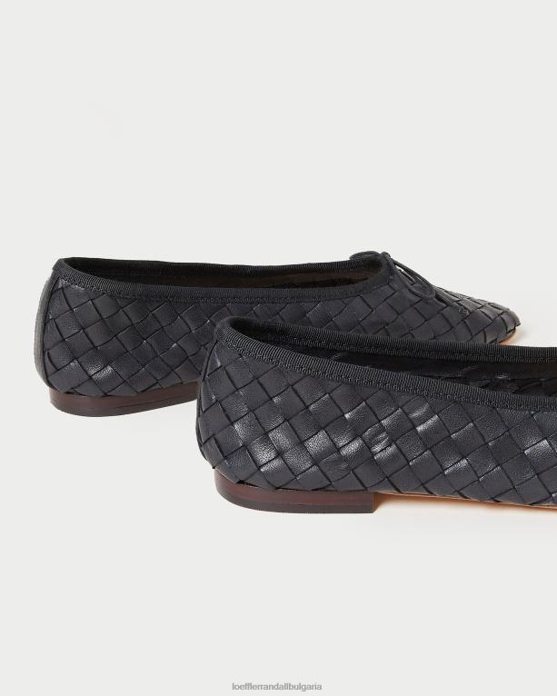 обувки черен Loeffler Randall N248X306 Жени ландри тъкан балет апартамент