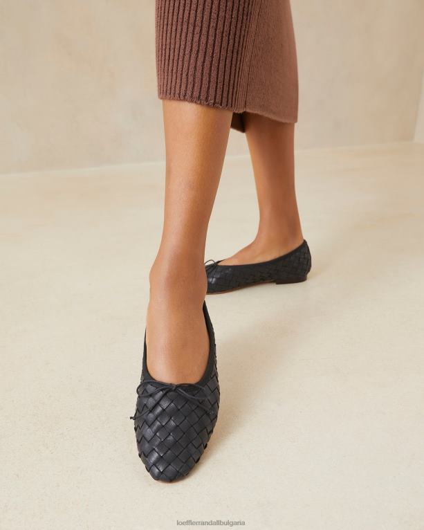 обувки черен Loeffler Randall N248X306 Жени ландри тъкан балет апартамент