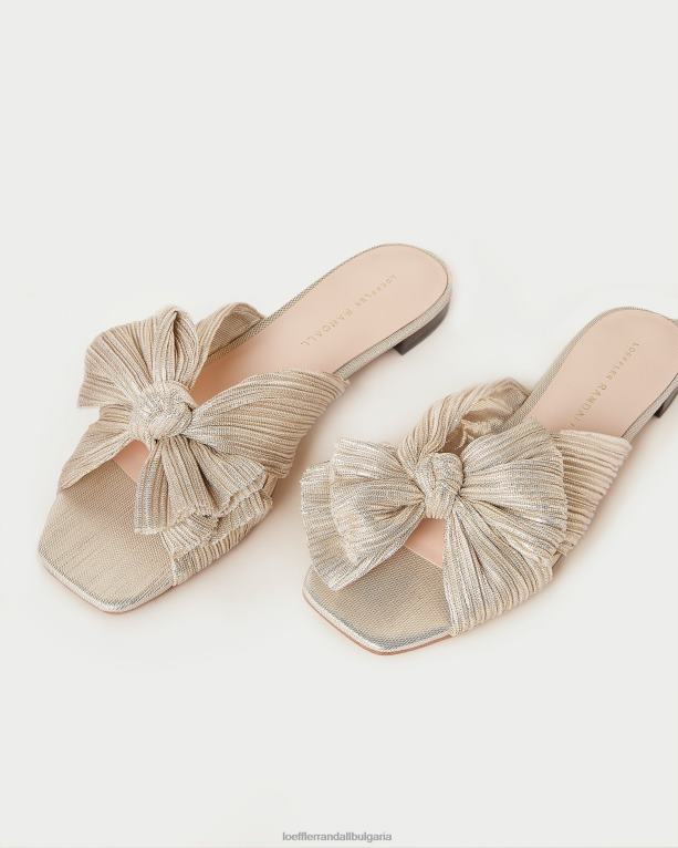 обувки платина Loeffler Randall N248X100 Жени Дафне плисирана панделка