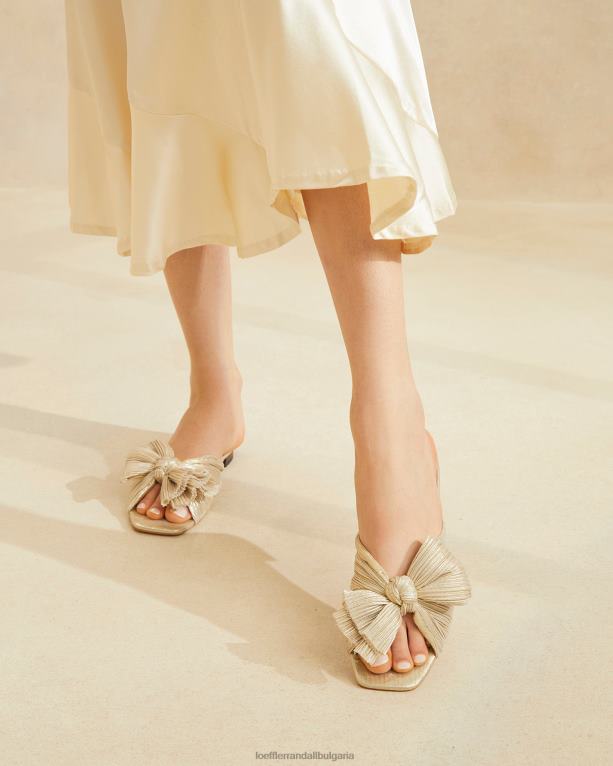 обувки платина Loeffler Randall N248X100 Жени Дафне плисирана панделка
