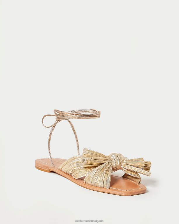 обувки злато Loeffler Randall N248X103 Жени плисирана панделка с божур
