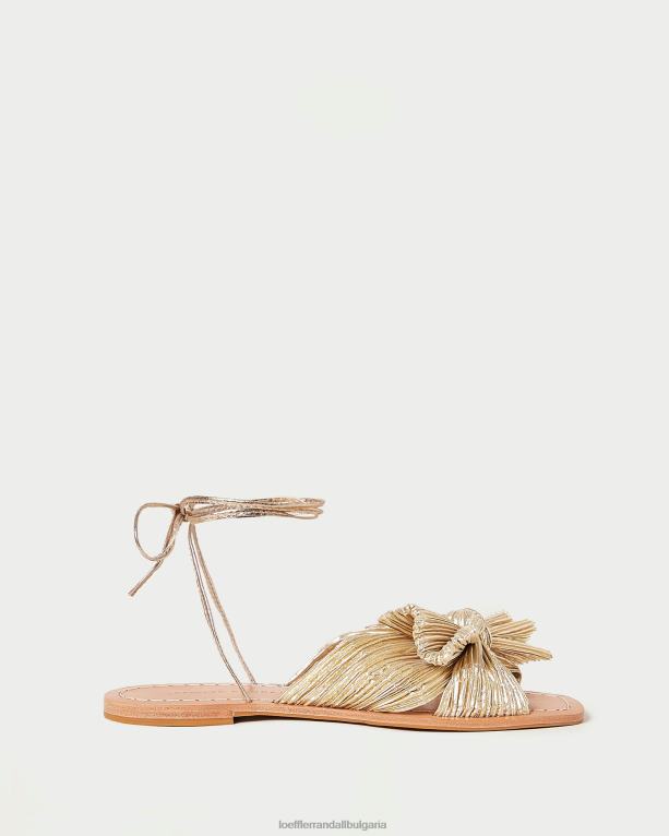 обувки злато Loeffler Randall N248X103 Жени плисирана панделка с божур