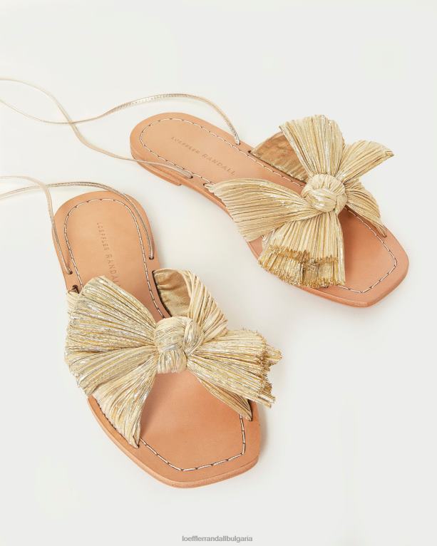 обувки злато Loeffler Randall N248X103 Жени плисирана панделка с божур