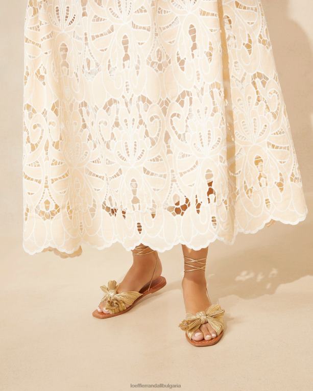 обувки злато Loeffler Randall N248X103 Жени плисирана панделка с божур
