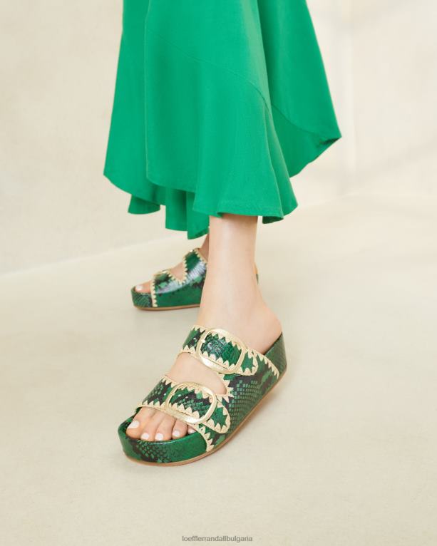 обувки зелен/натурален Loeffler Randall N248X120 Жени тео сандал с подложка