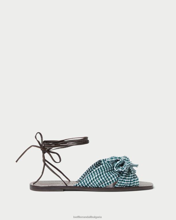 обувки мини зелен гингам Loeffler Randall N248X136 Жени божур лък слайд