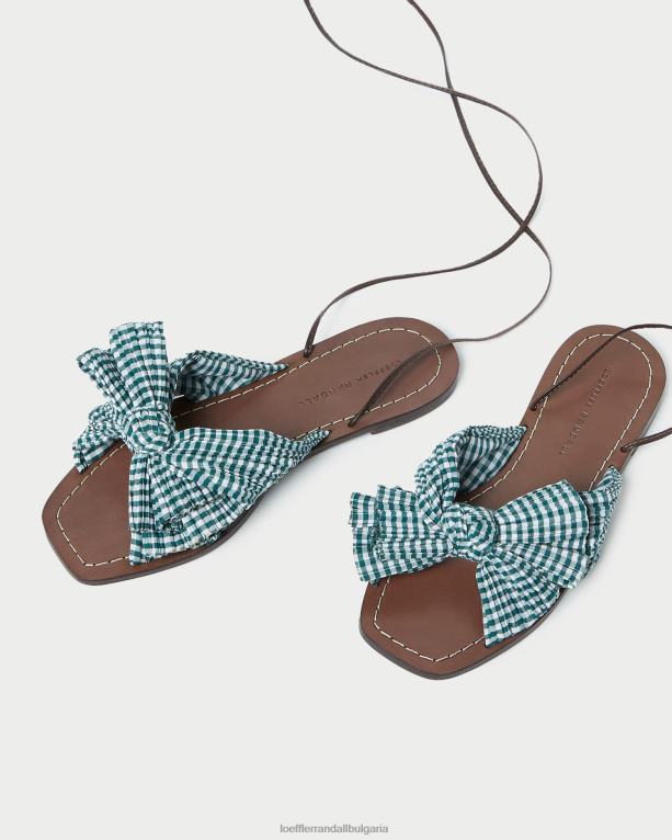 обувки мини зелен гингам Loeffler Randall N248X136 Жени божур лък слайд