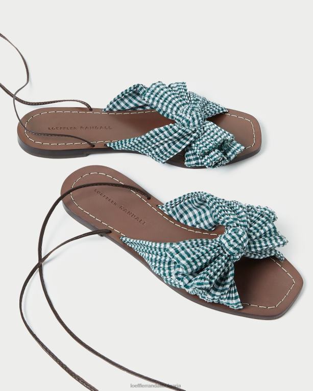 обувки мини зелен гингам Loeffler Randall N248X136 Жени божур лък слайд