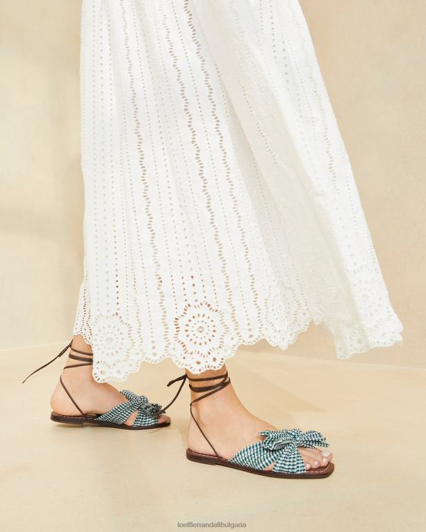 обувки мини зелен гингам Loeffler Randall N248X136 Жени божур лък слайд